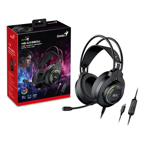 Auriculares gamer Genius HS-GX580U con iluminación LED RGB