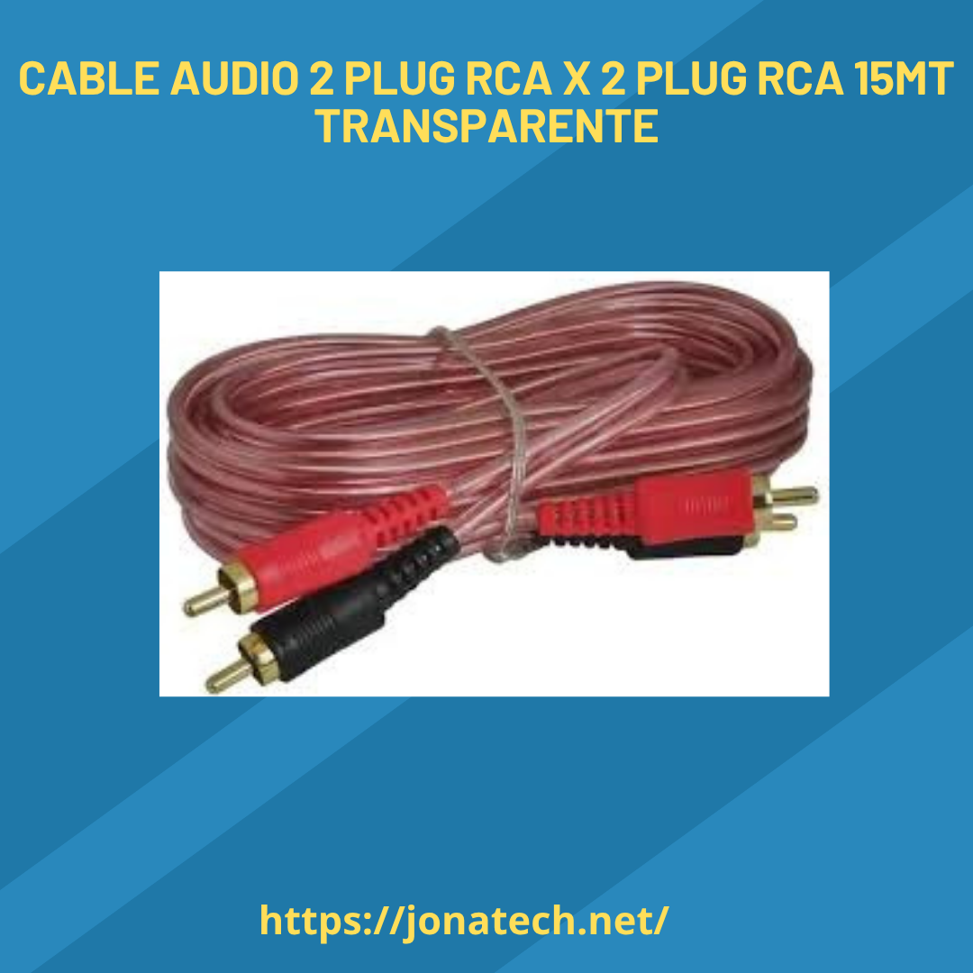 CABLE AUDIO 2 PLUG RCA X 2 PLUG RCA 15MT TRANSPARENTE