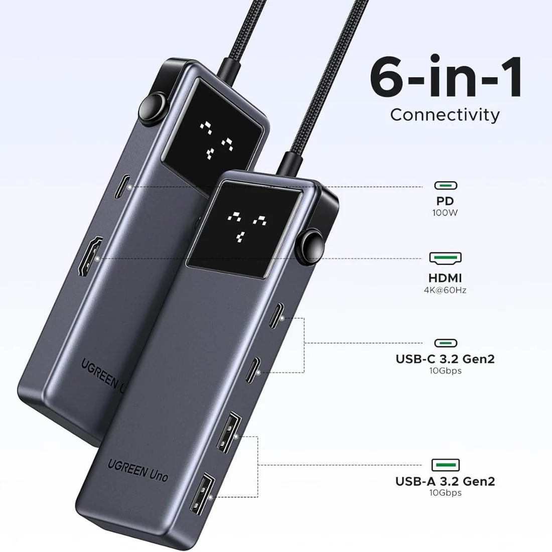 ADAPTADOR TIPO C 6 EN 1 4K 60HZ 2P TIPO-C 2P USB 1P HDMI