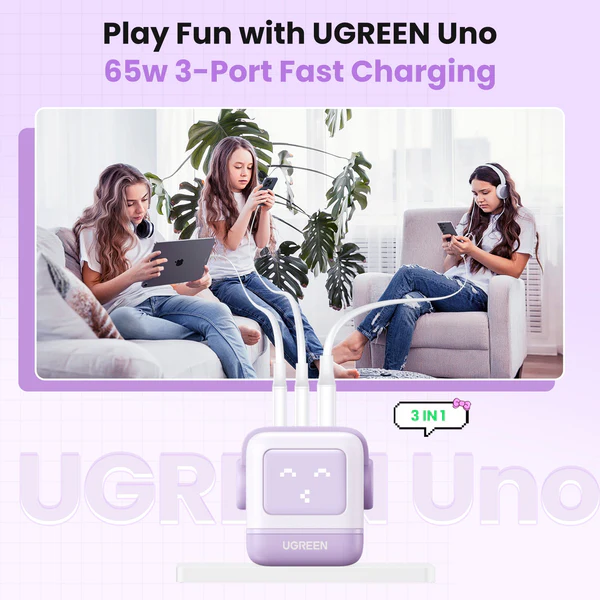 CARGADOR UGREEN UNO RG ROBOT CD361 65W PURPLE