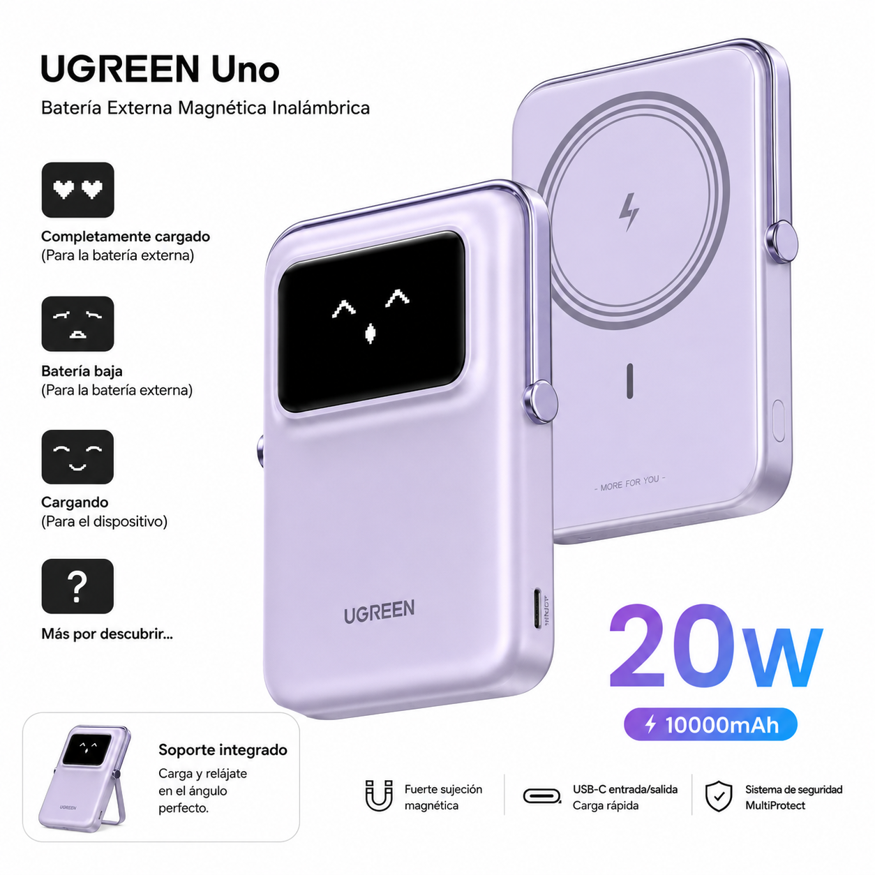 Cargador Magnético Portátil 15W Fast Charging Lila