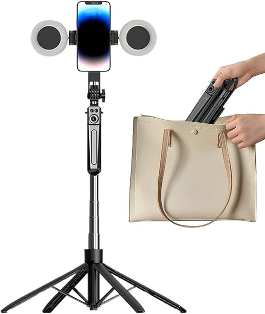 TRIPODE PARA SELFIE 1.8M CON DOS AROS DE LUZ