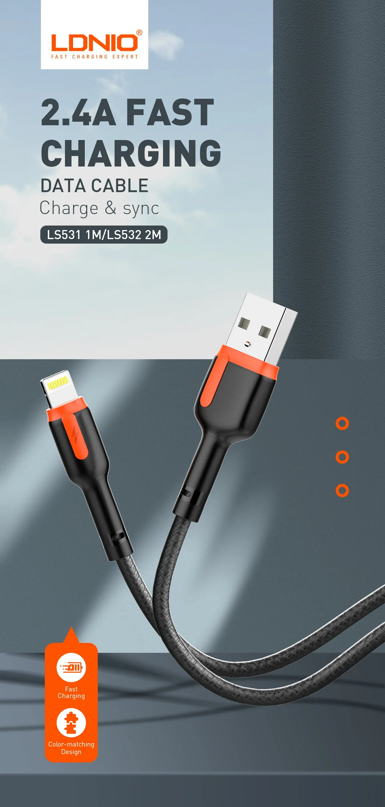 Cable USB Ldnio para Iphone 1mts
