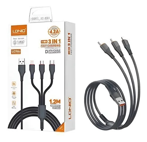 cable de carga y datos rápido 3 en 1 LDNIO LC96U