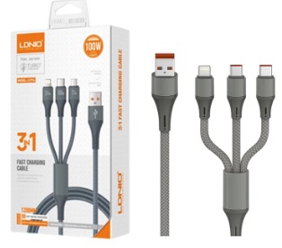 CABLE LDNIO LC97U USB 1.2M 3EN1 100W (V8-IPH-TC)