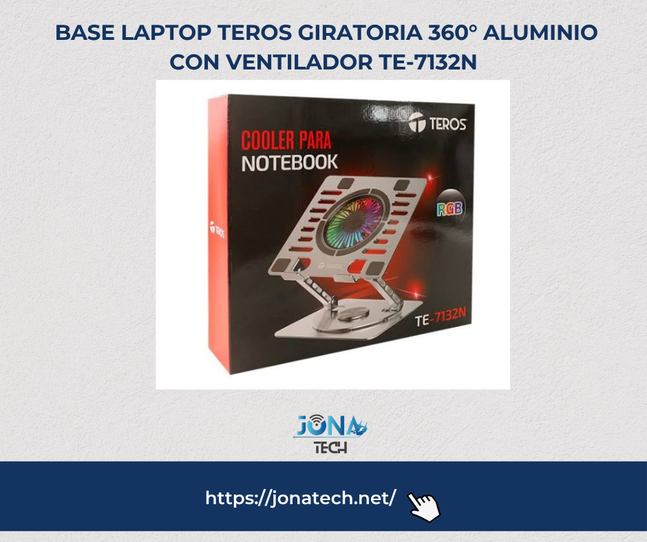 BASE LAPTOP TEROS GIRATORIA 360° ALUMINIO CON VENTILADOR TE-7132N