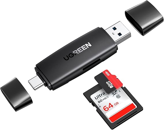 Lector de tarjetas SD UGREEN, 2 en 1, USB 3.0 y USB-C