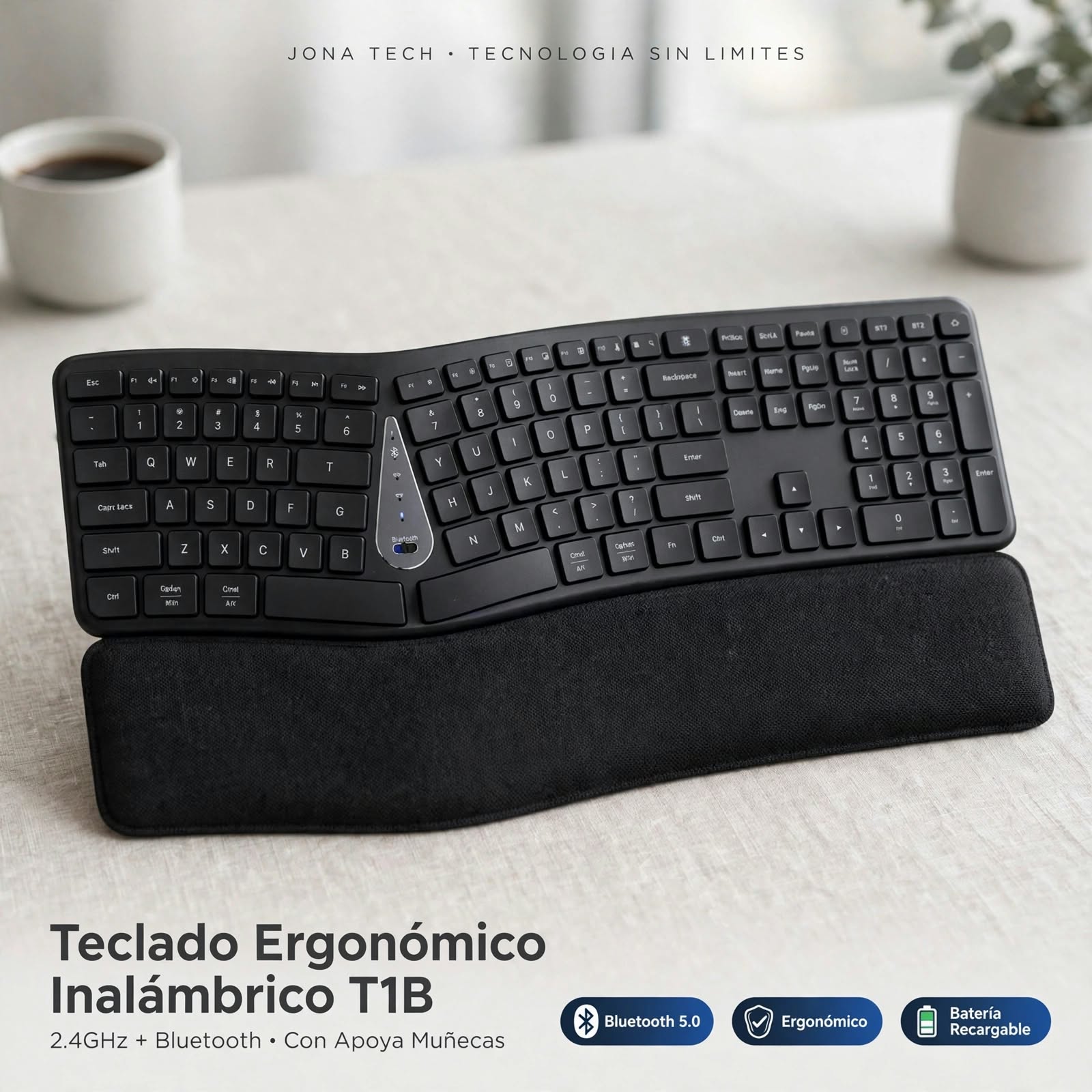 TECLADO ERGONOMICO BLUETOOTH Y 2.4GHZ