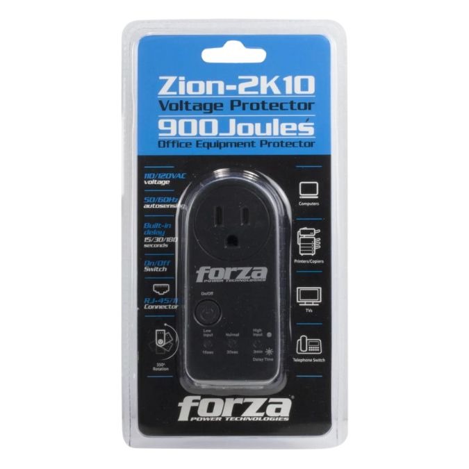 PROTECTOR DE VOLTAJE FORZA FVP-1201N 1 TOMA 1800W 110V 2RJ45