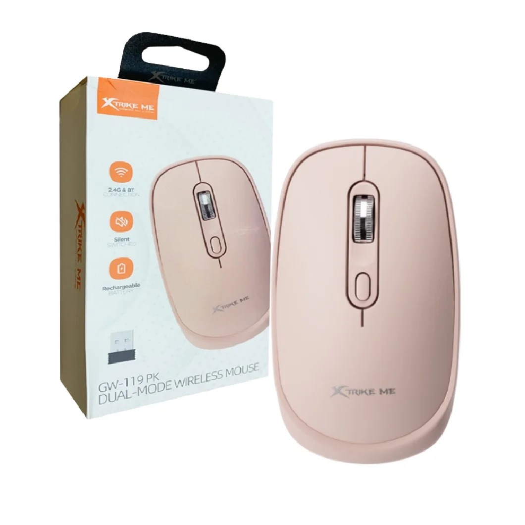 MOUSE INALAMBRICO XTRIKE ME GW-119WH / DUAL 2.4G Y BT / RECARGABLE