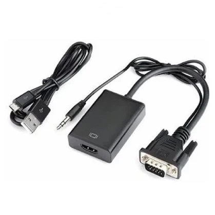 CABLE ADAPTADOR CONVERTIDOR DE VGA MACHO A HDMI HEMBRA CON AUDIO FULL HD