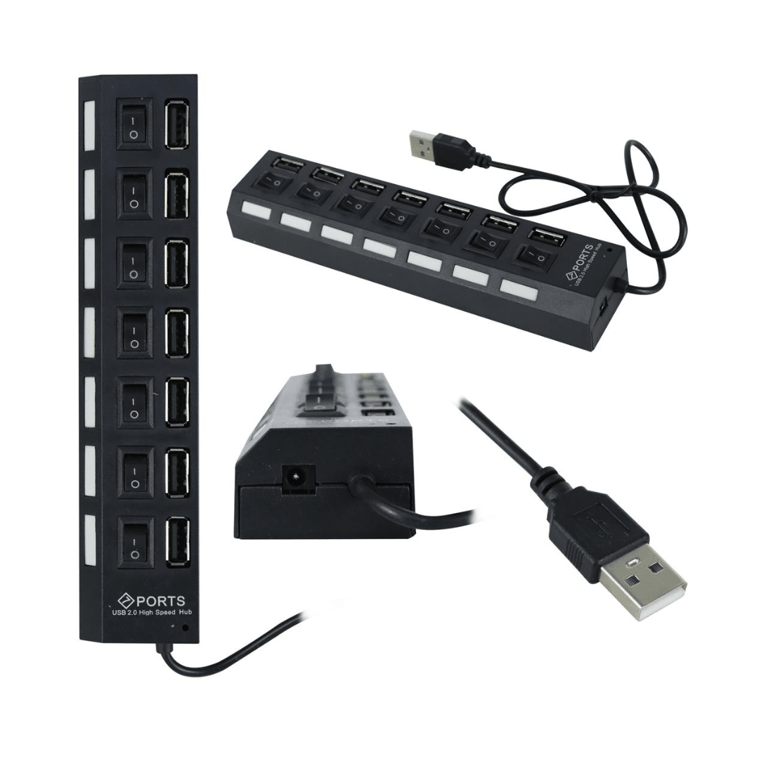 Hub USB 2.0 de 7 Puertos para Laptop y PC