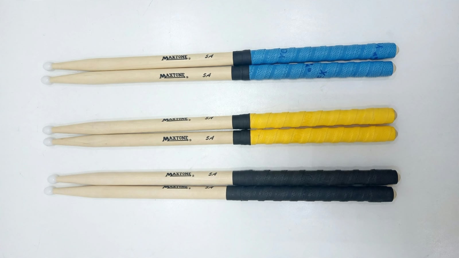 Baquetas para Batería Maxtone 5A Punta de Nylon Antideslizante