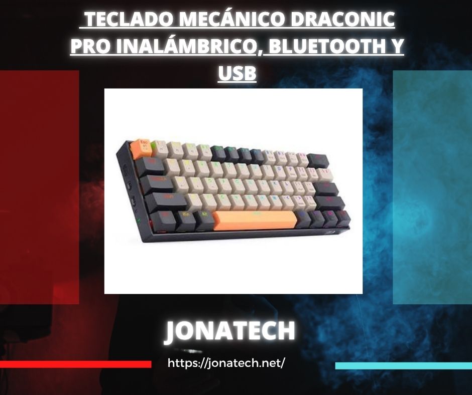 Teclado mecánico Redragon Draconic Pro inalámbrico, Bluetooth y USB