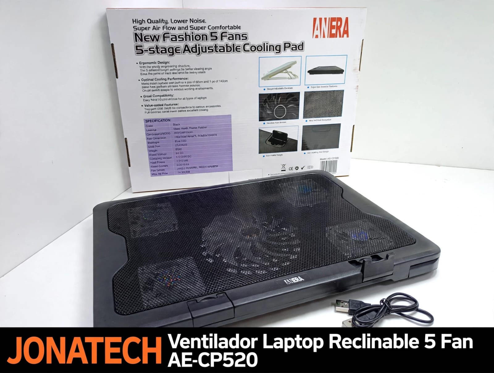 Ventilador base enfriadora para laptop con 5 fans