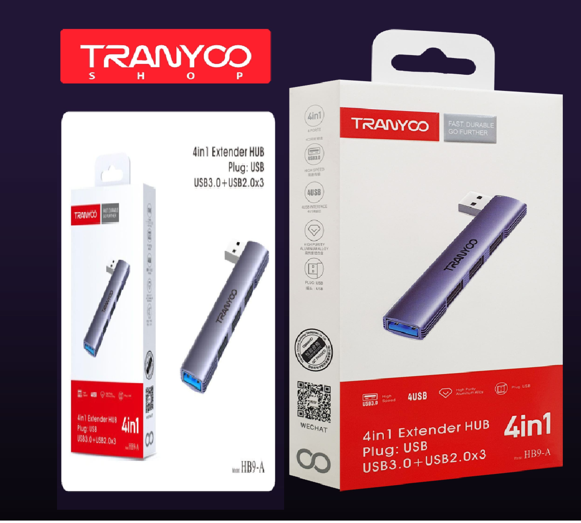 HUB USB 4 en 1 TRANYCO HB9-A